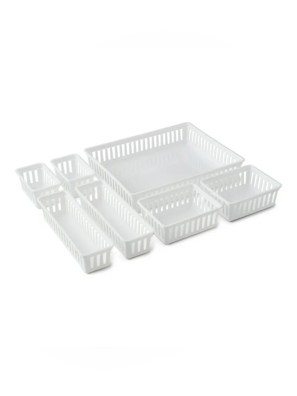 Mainstays 7-Piece White Plastic Drawer Organizer Containers Bin Set NWT